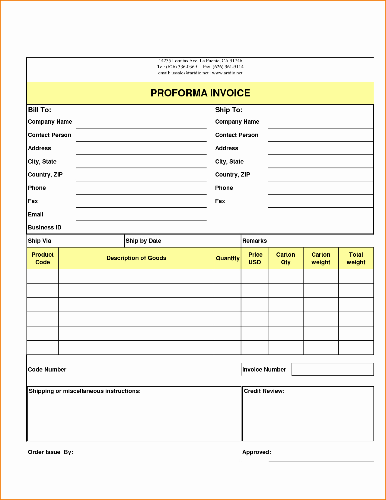 5 order form Template Excel