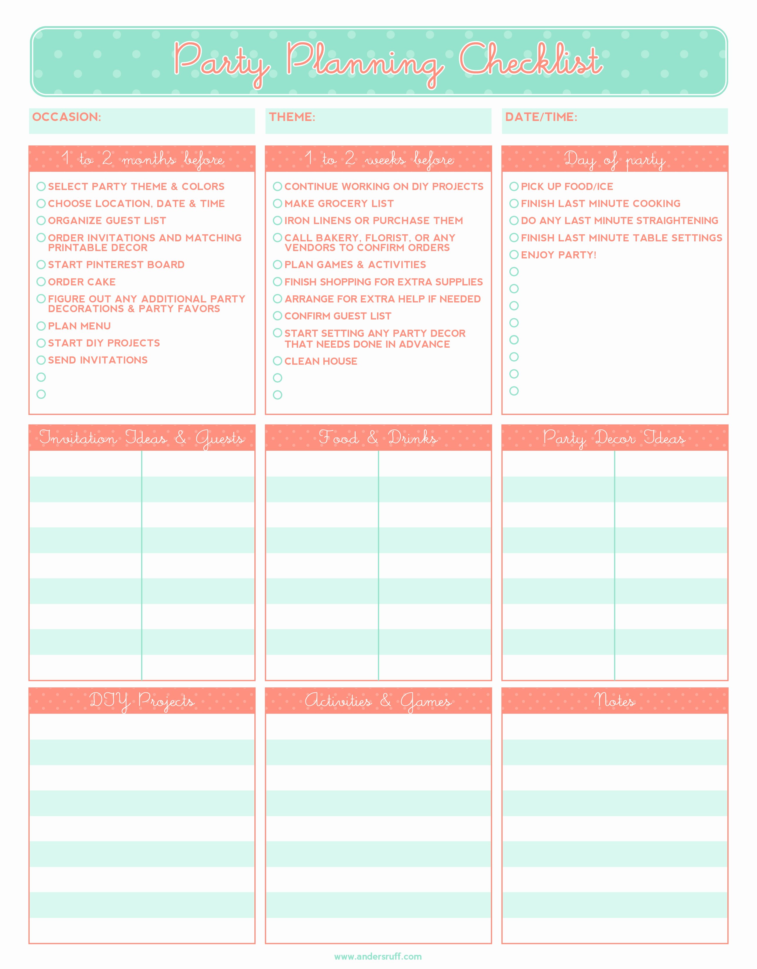 5 Party Planning Templates Excel Xlts