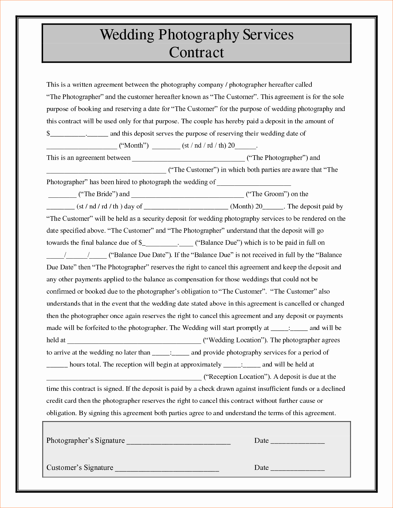 5 Photography Contractsreport Template Document