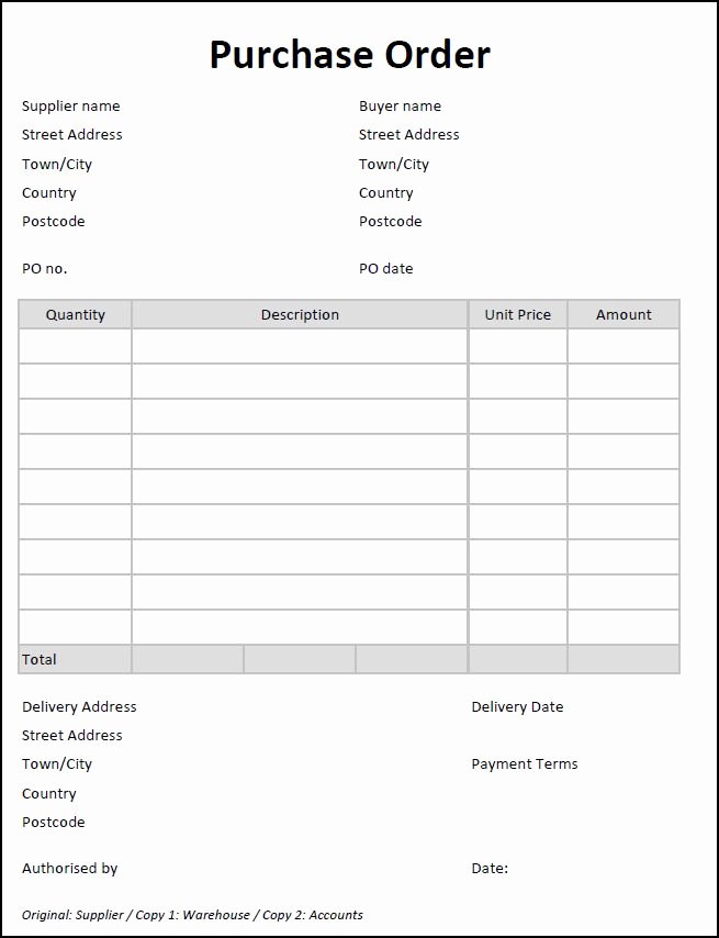 5 Purchase order Templates Excel Pdf formats