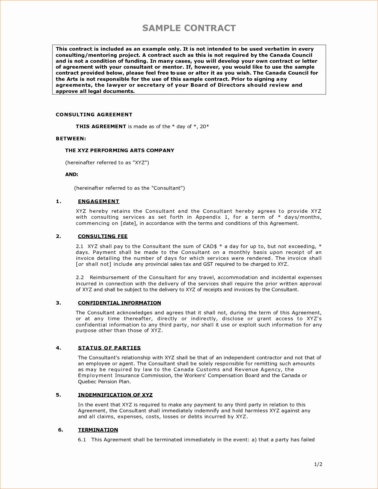 5 Sample Contract Agreementreport Template Document