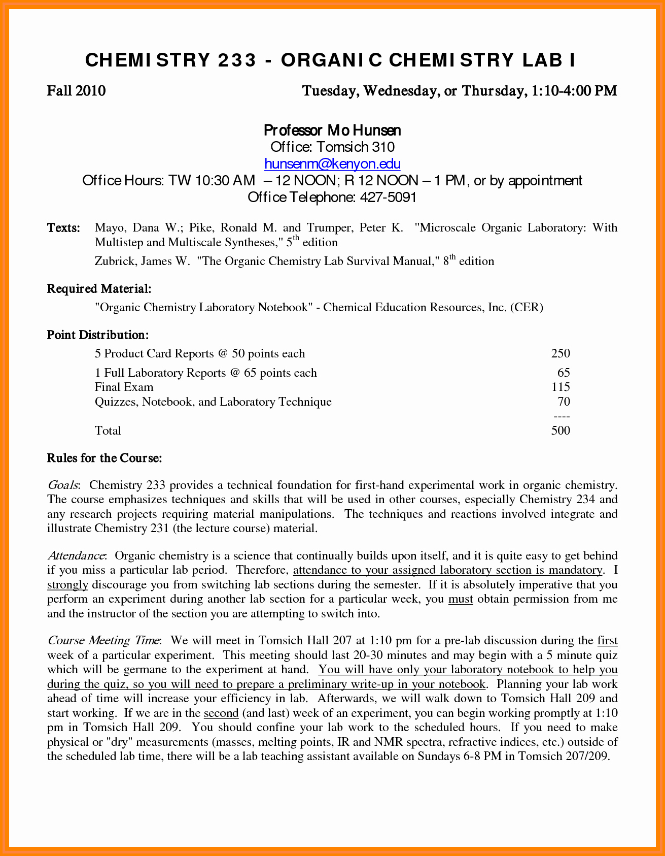 5 Sample Lab Report Chemistry