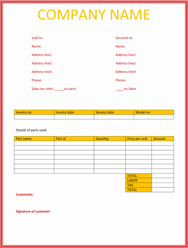 5 Service Invoice Templates for Word and Excel
