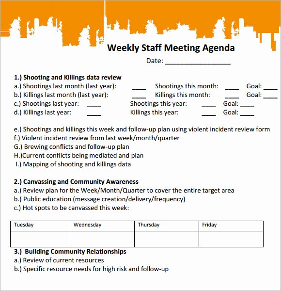 5 Staff Meeting Agenda Samples