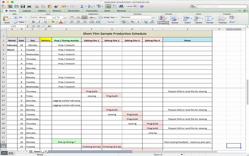 useful microsoft excel templates for film production