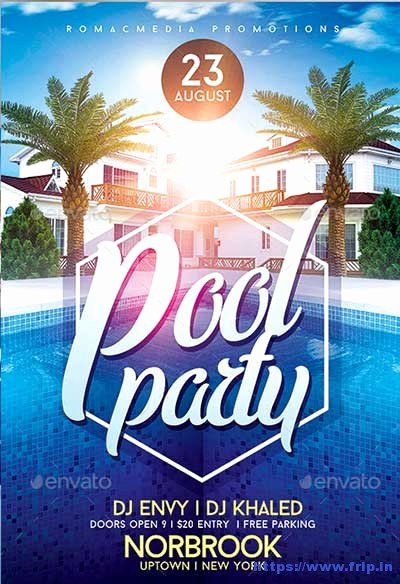 summer pool party flyer