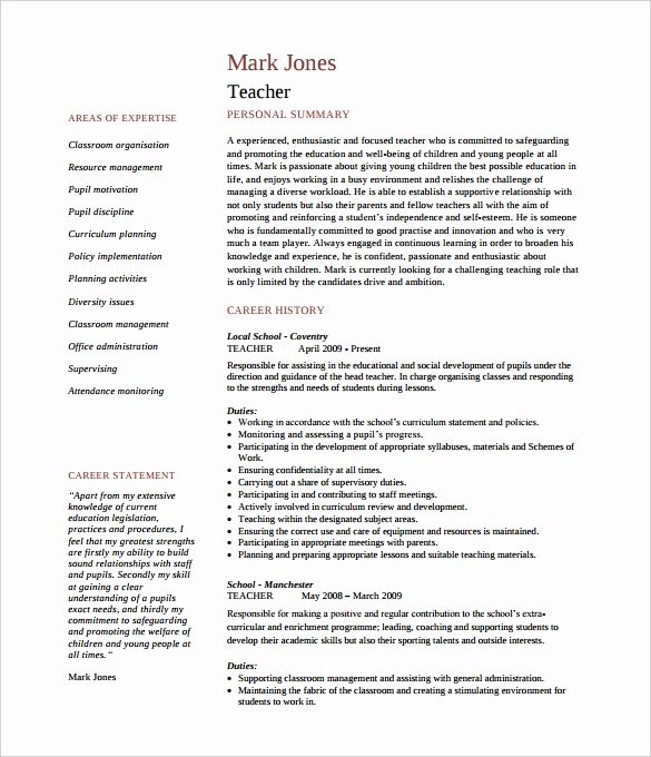 teacher resume template