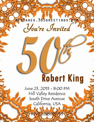 50th Birthday Invitation Template 365greetings