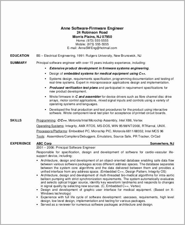 Software Engineering Resume Template Letter Example Template