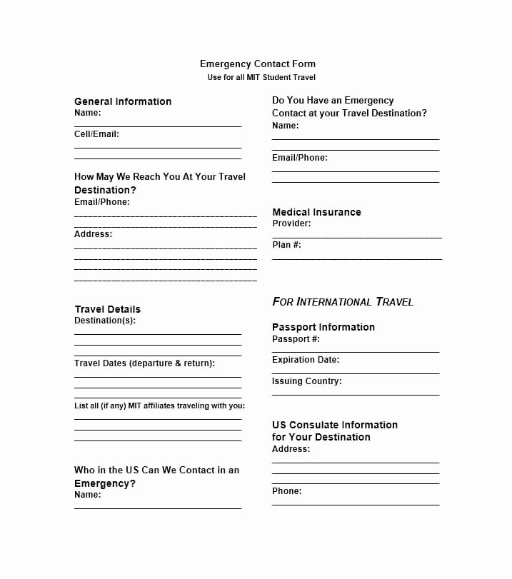 54 Free Emergency Contact forms [employee Student]
