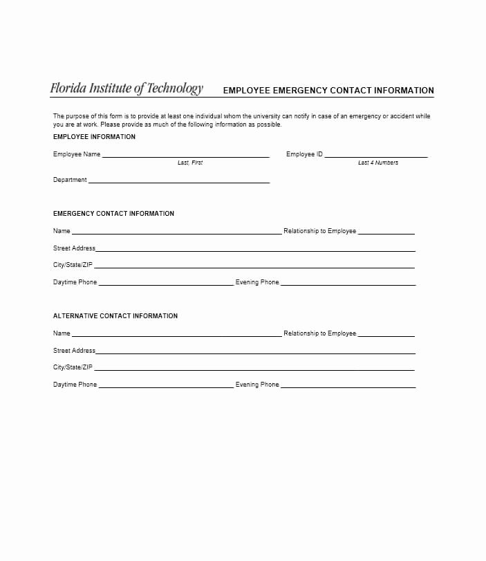 54 Free Emergency Contact forms [employee Student]