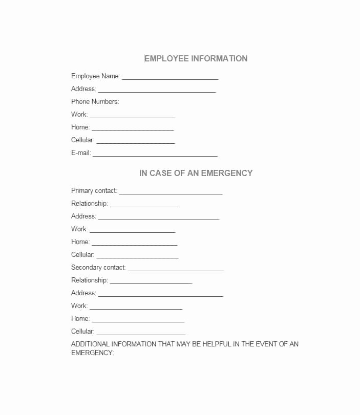 54 Free Emergency Contact forms [employee Student]