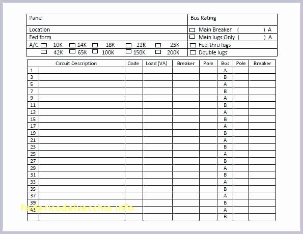 54 Super Circuit Breaker Panel Template Excel