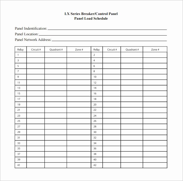 54 Super Circuit Breaker Panel Template Excel
