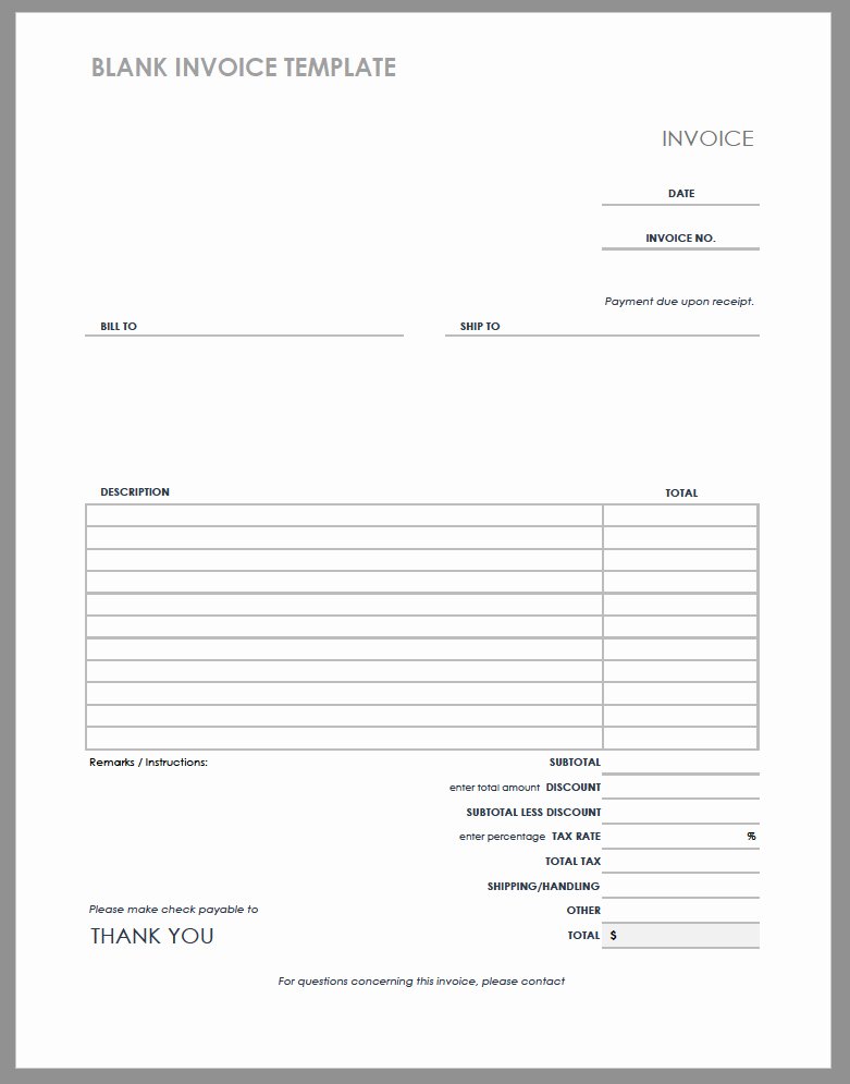 free invoice templates blank