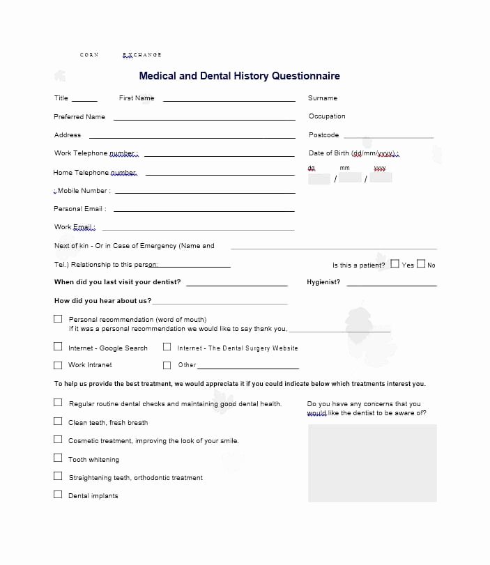59 Health History Questionnaire Templates [family Medical]