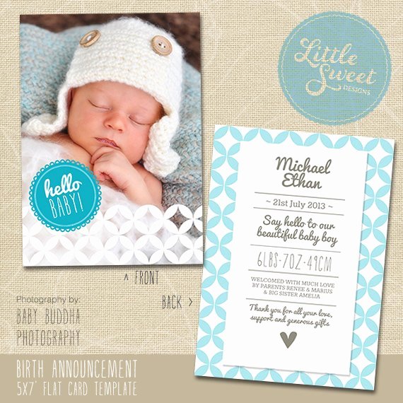 5x7 Birth Announcement Template Baby Announcement