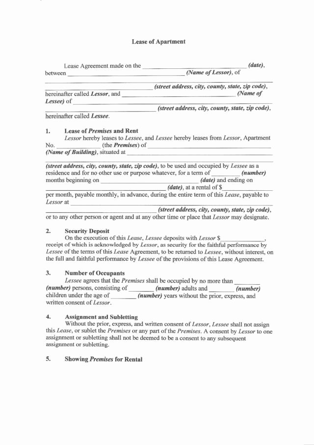 6 Apartment Lease forms