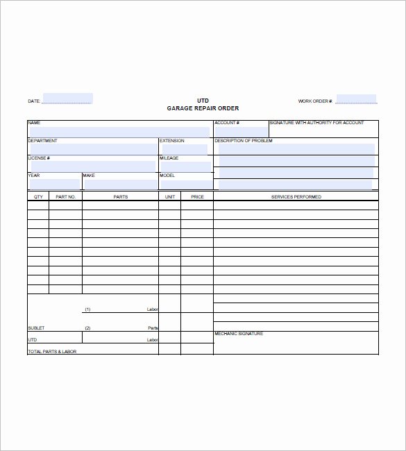 sample auto repair invoice