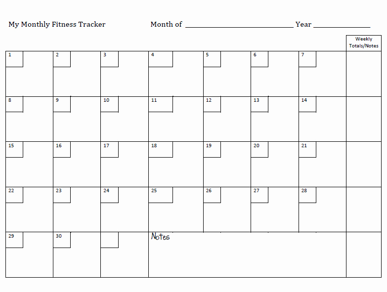 6 Best Of Blank Printable Workout Calendar Template