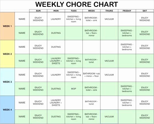 6 Best Of Household Chore Chart for Adults