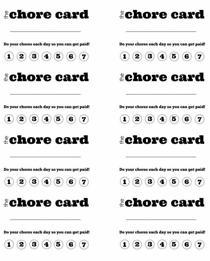 6 Best Of Printable Chore Punch Cards Free