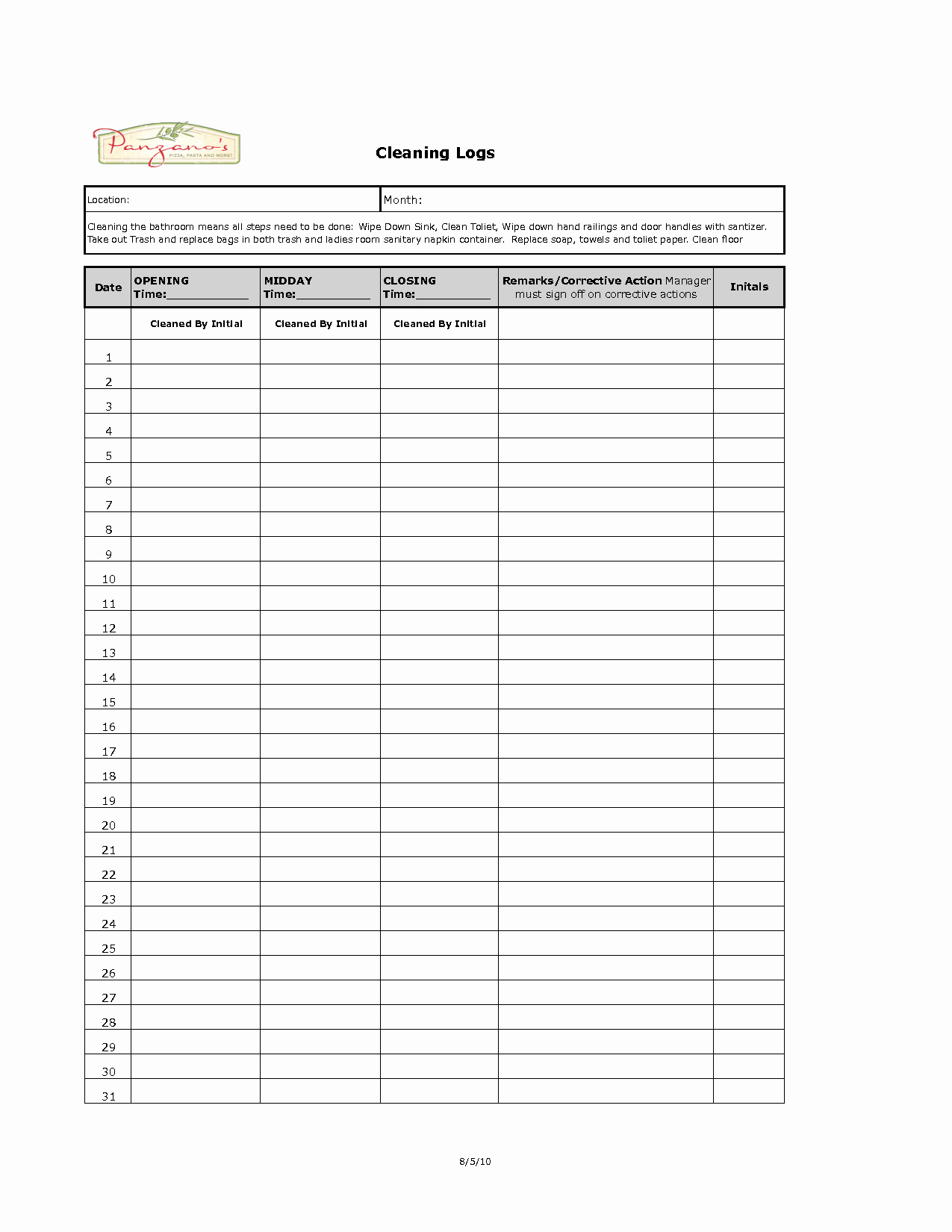 6 Best Of Printable Cleaning Check F Sheets