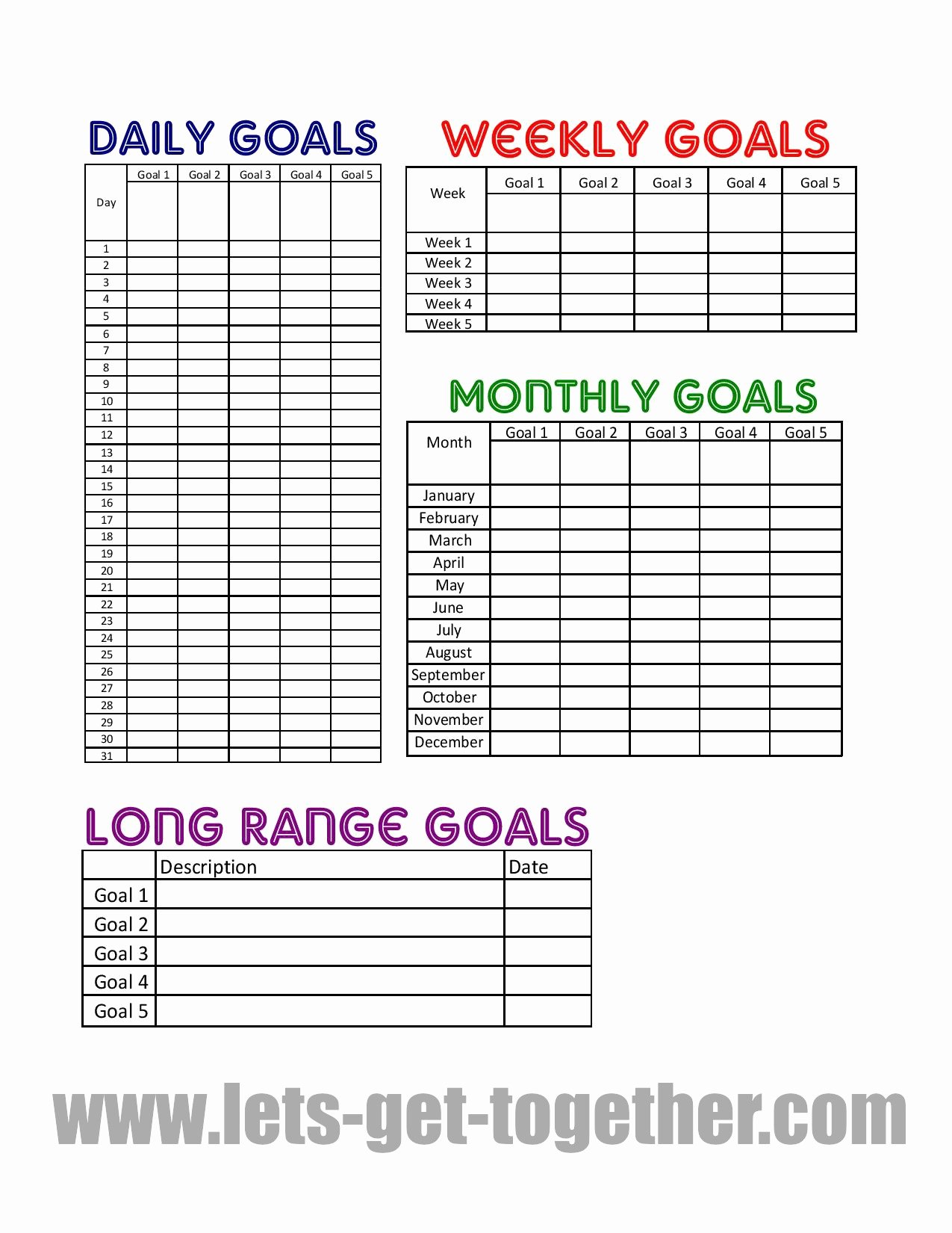 6 Best Of Printable Weight Loss Goal Setting