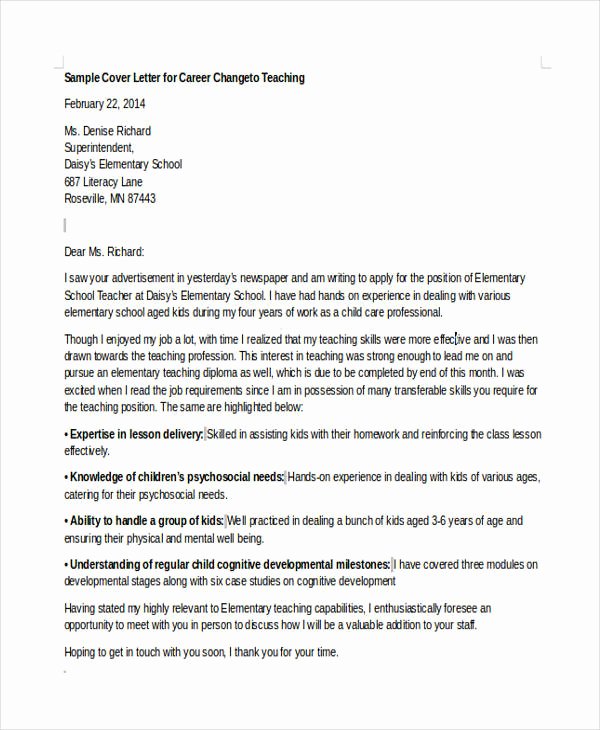 6 Career Change Cover Letter Free Sample Example