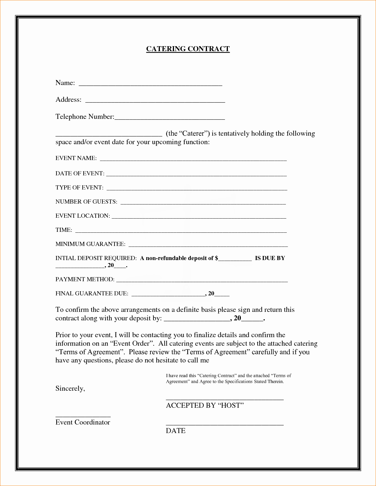 6 Catering Contract Template Free