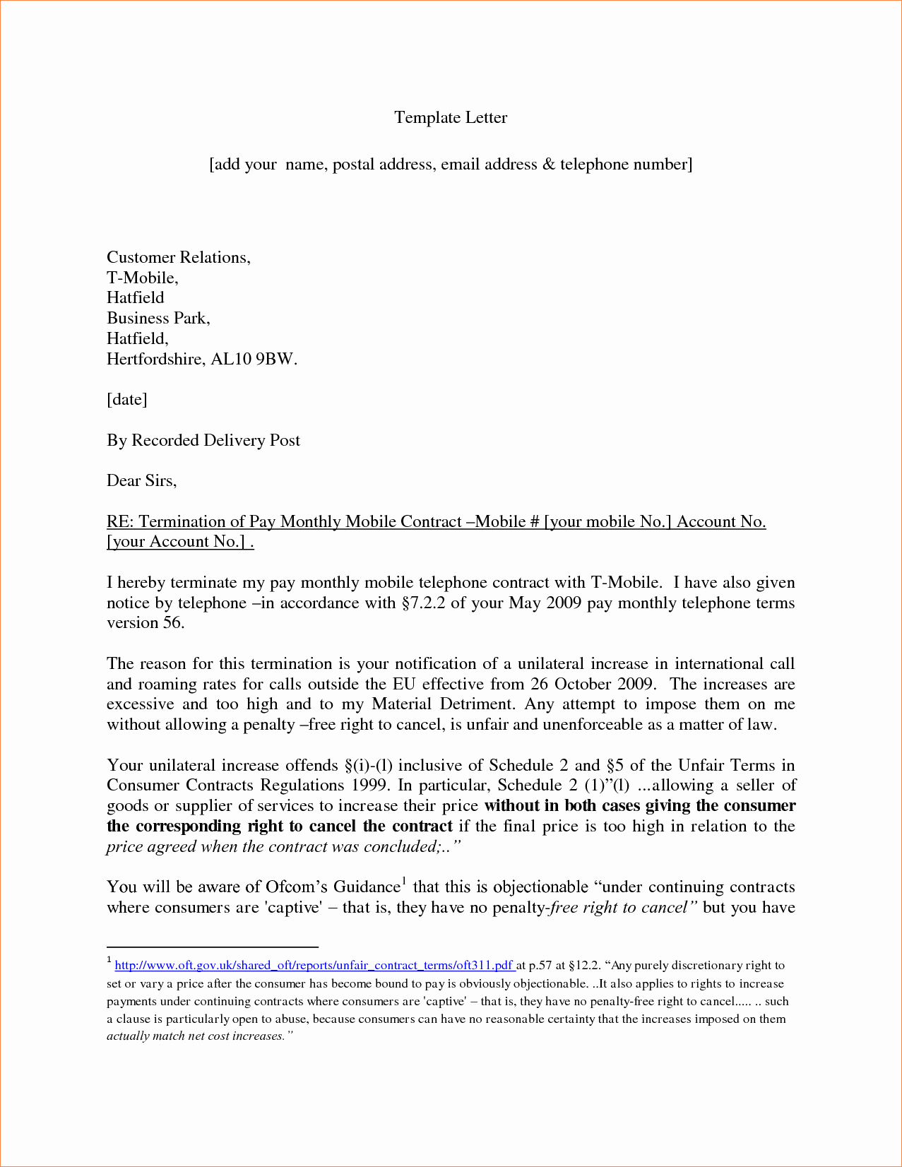 6 Contract Termination Letter Templatereport Template
