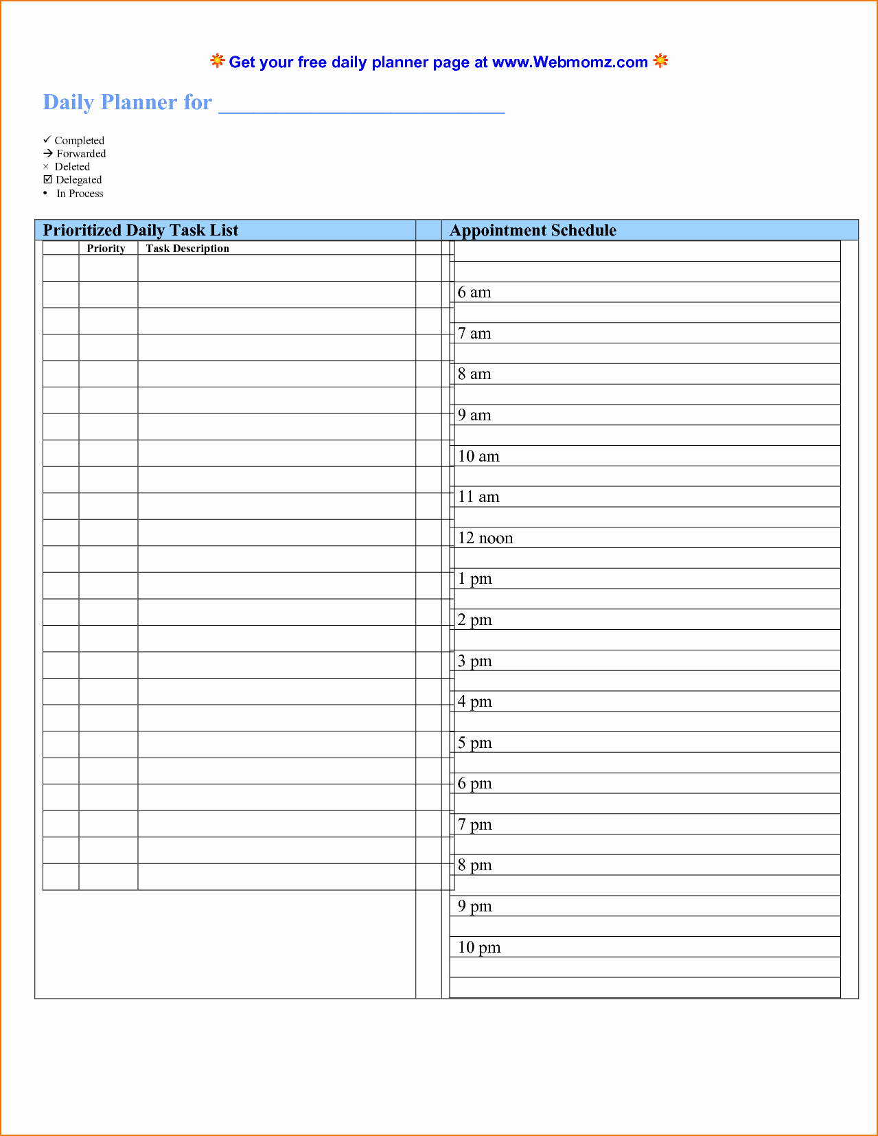 6 Daily Task List Template