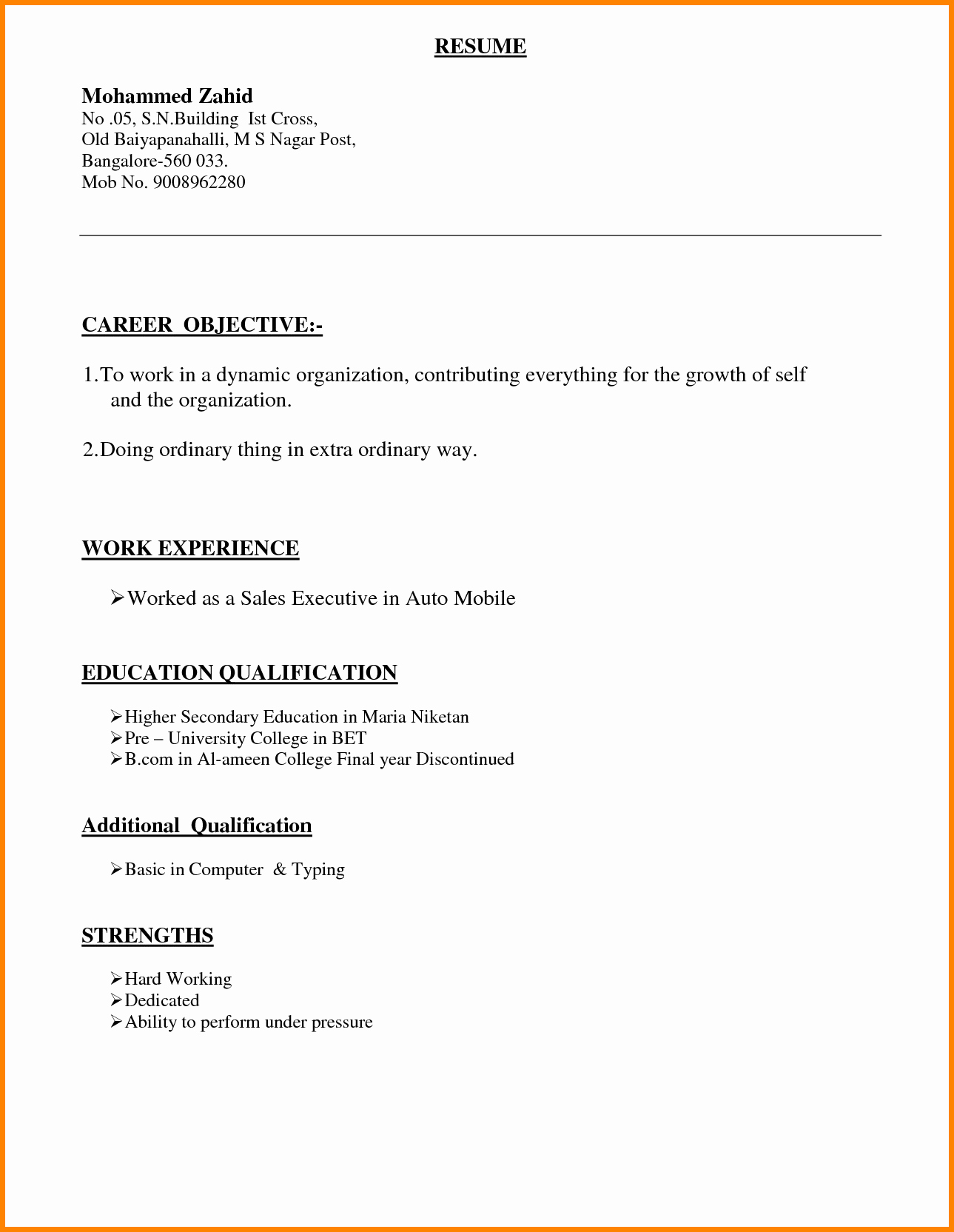 6 Different Types Of Resume format