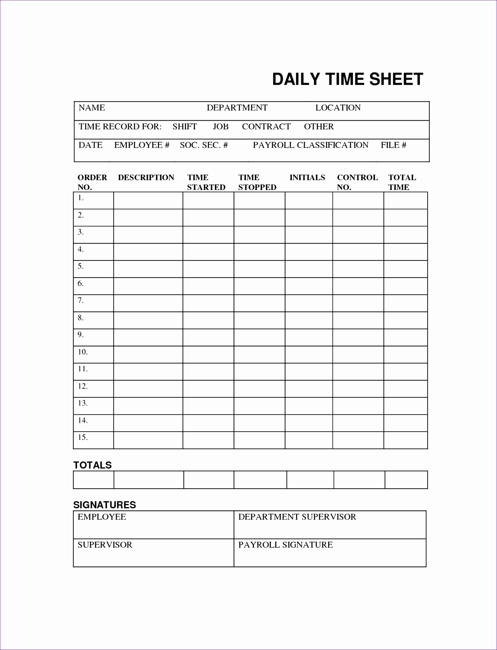 6 Excel Daily Timesheet Template Exceltemplates