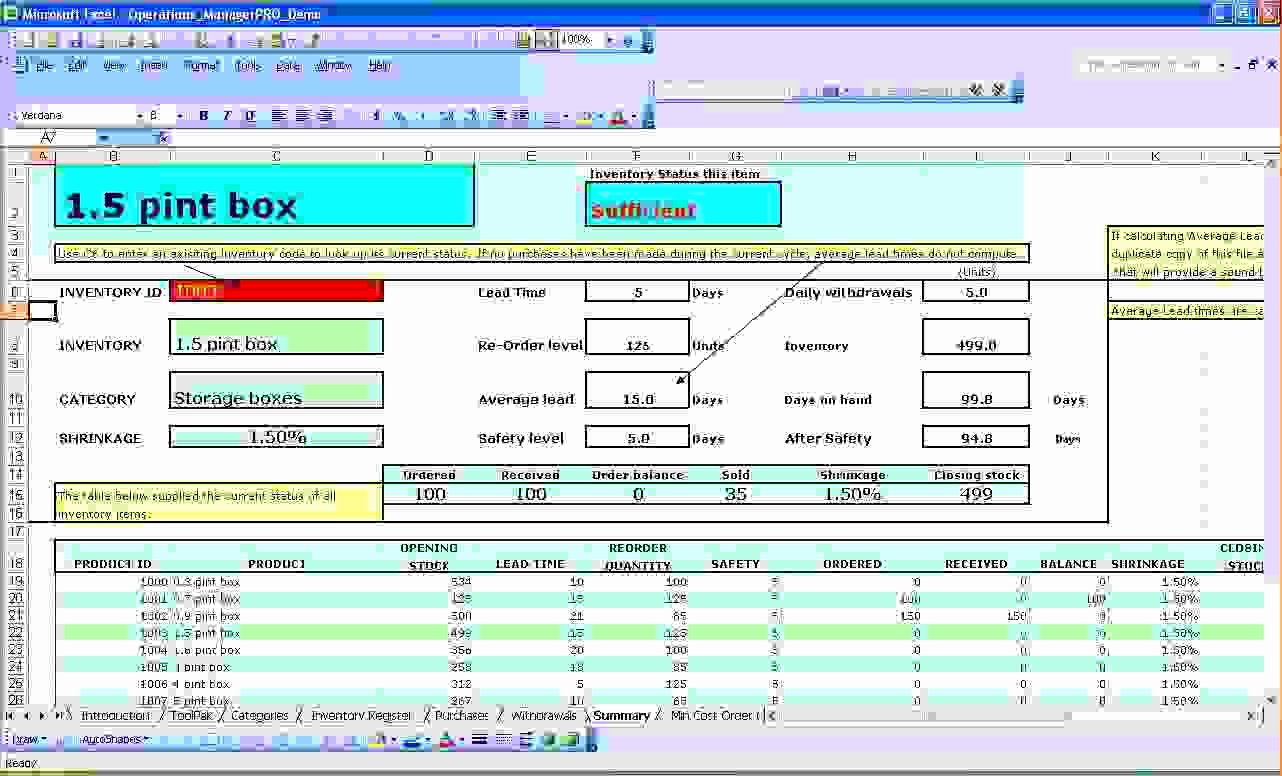 Excel Format For Inventory Management Excel Templates