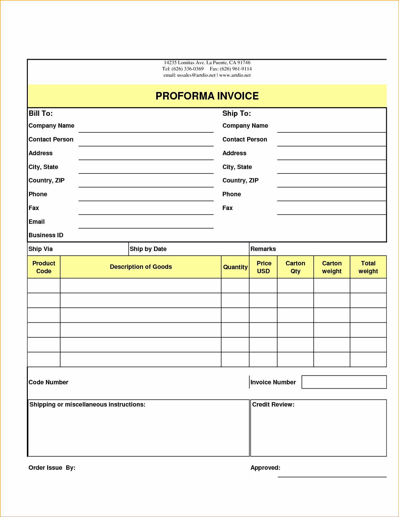 6 Excel order form Template