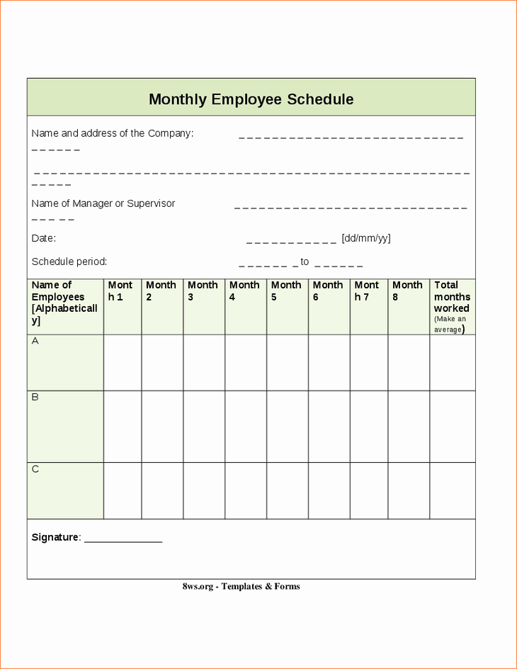 Free Employee Schedule Templates | Letter Example Template