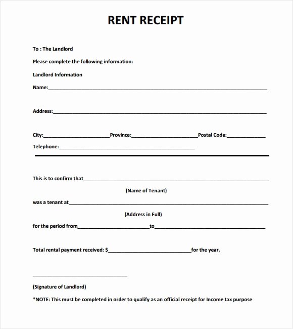 rent receipt template