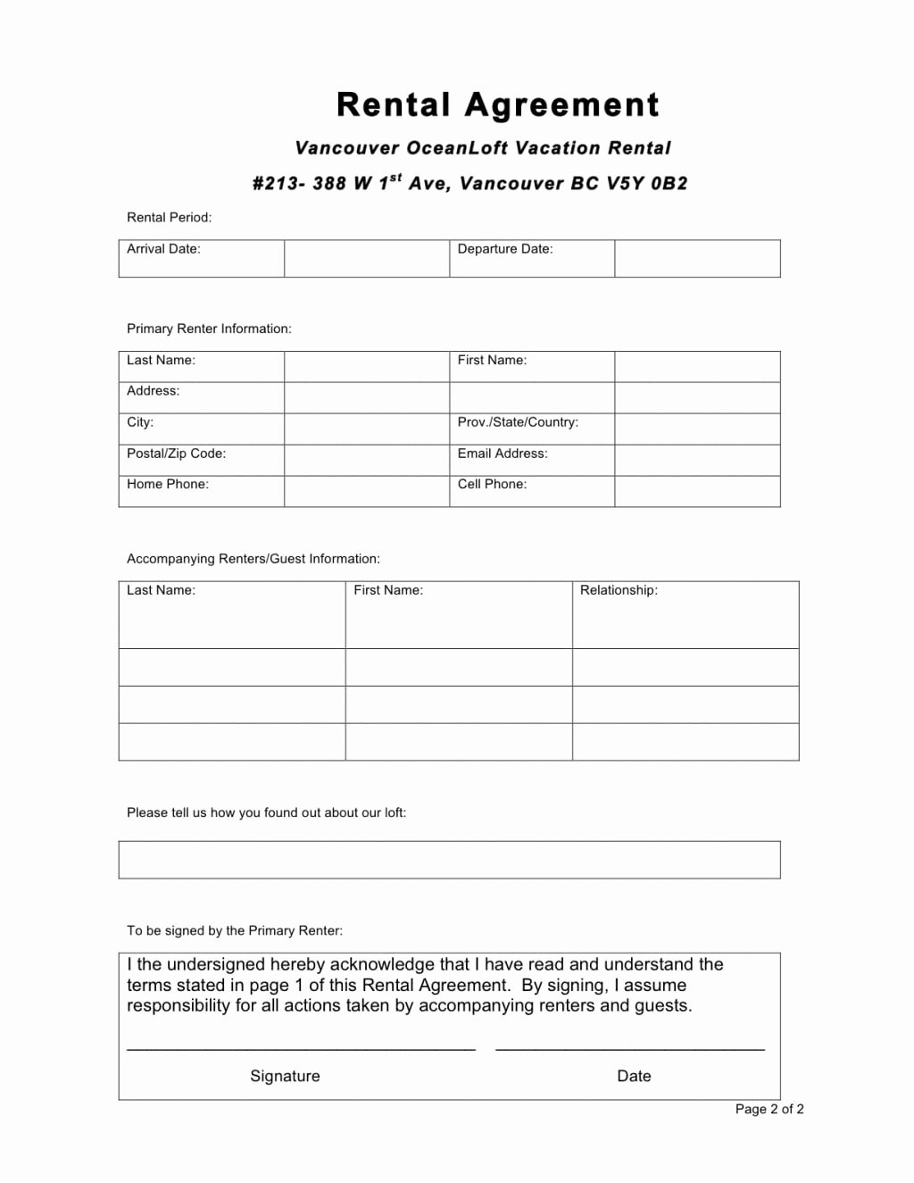 6 Free Rental Agreement Templates Excel Pdf formats