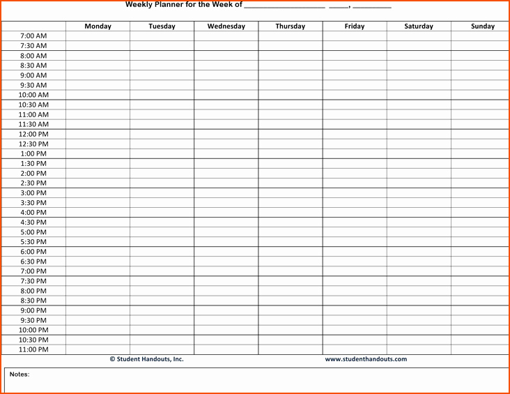 6 Hourly Planner Bookletemplate