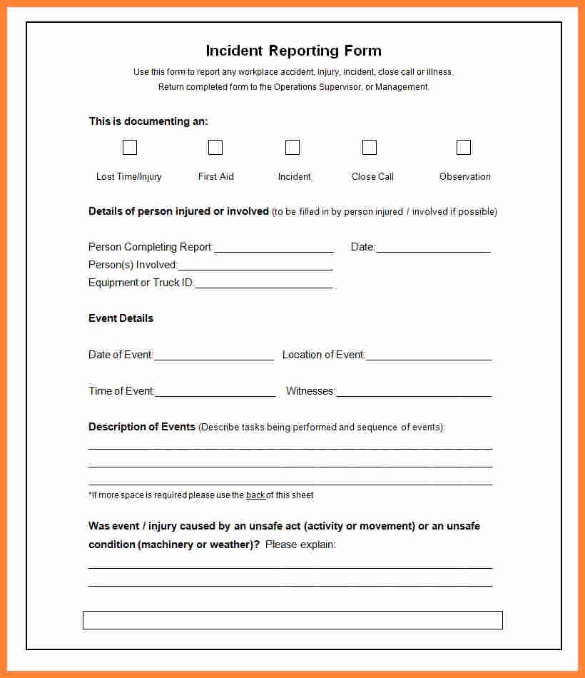 6 Incident Report Template Microsoft Word