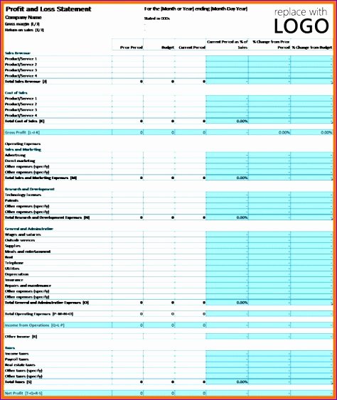 6 P and L Template Excel Exceltemplates Exceltemplates