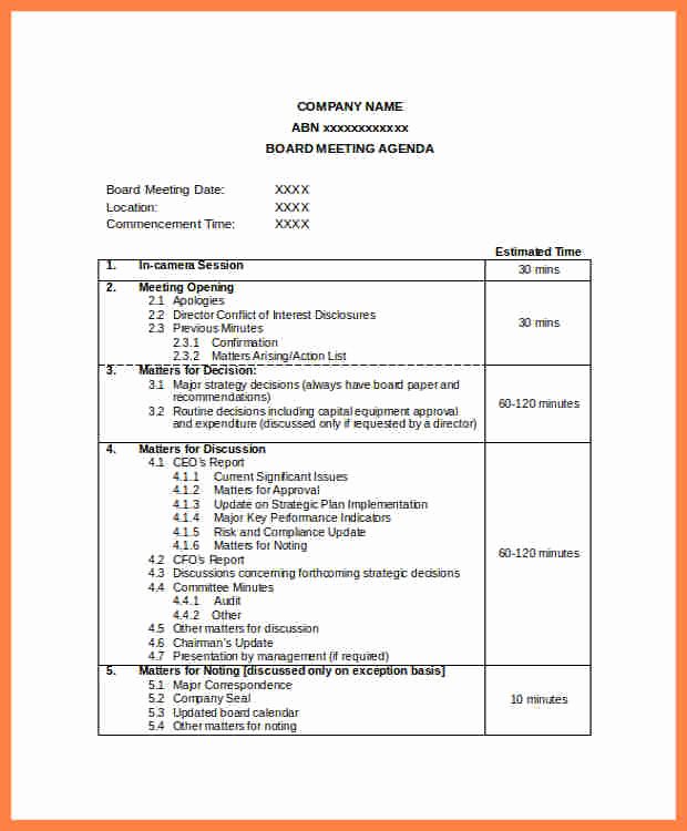 6 pany meeting agenda template