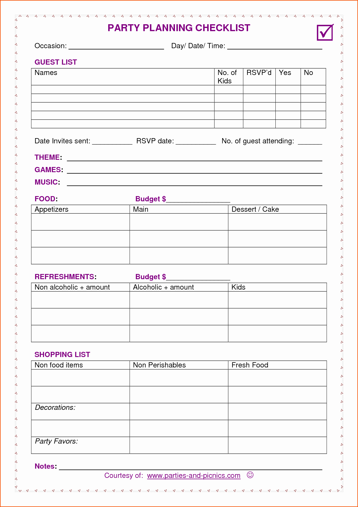6 Party Planning Template Bookletemplate