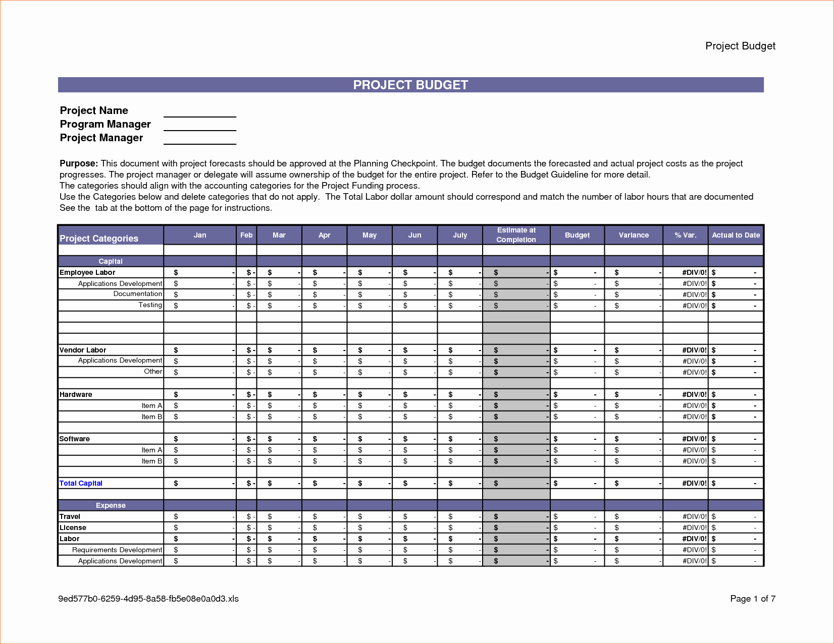 6 project bud template