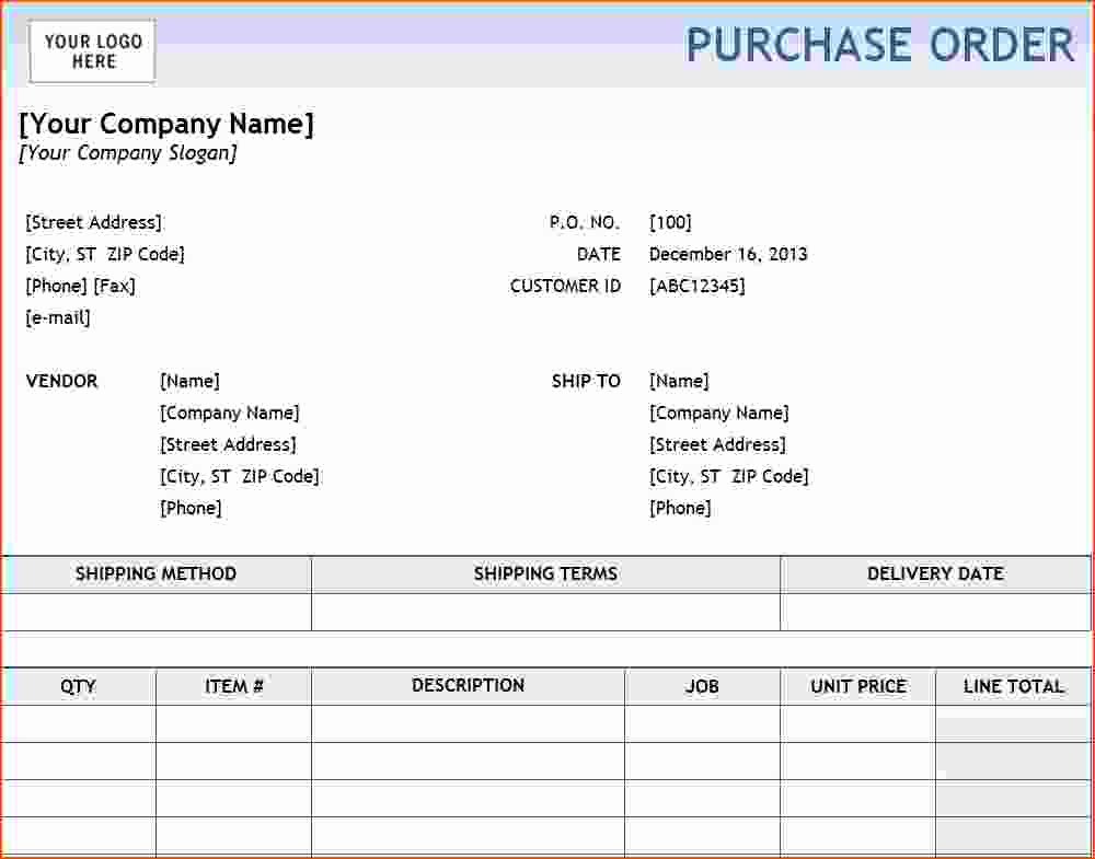 6 Purchase order Template Excel Bookletemplate