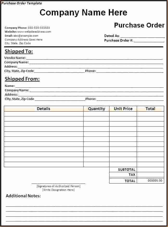6 Purchase order Template
