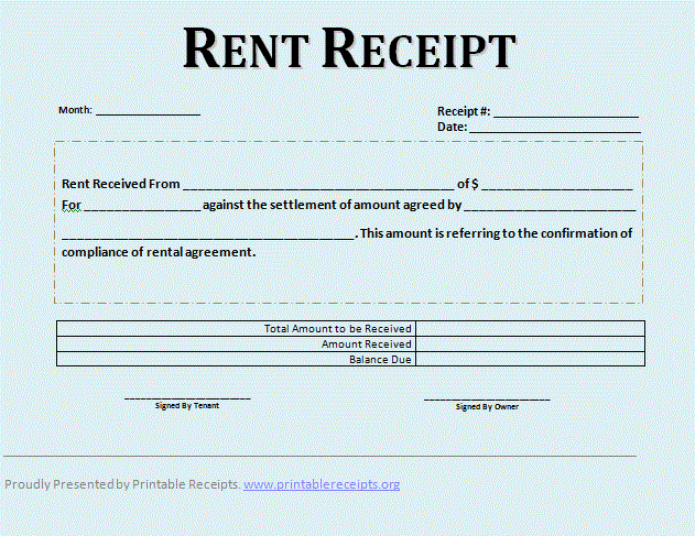 6 Rent Receipt Template Word