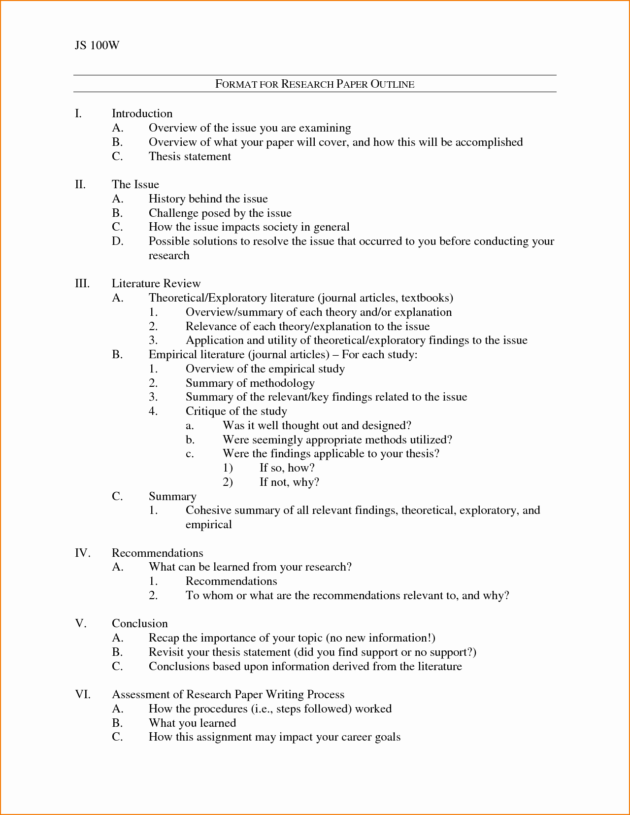 6 Research Outline Template