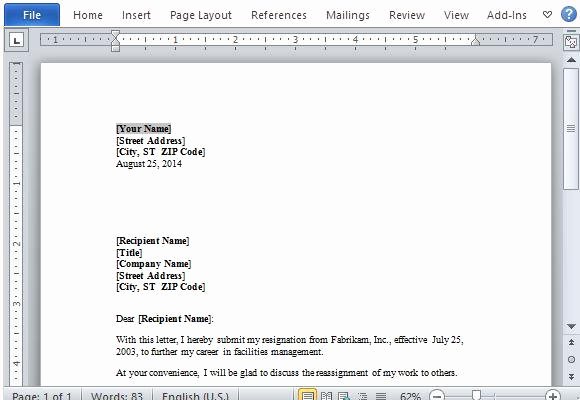 6 Resignation Letter format In Word File